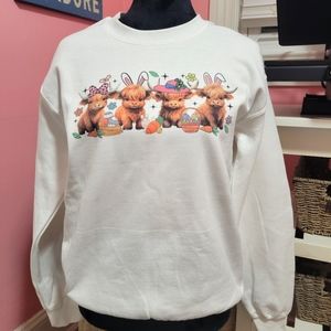 Easter Baby Highland Cow Print Sweatshirt